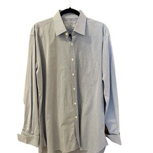 Charles Tyrwhitt Shirt, 17/35”, Lt. Blue Checked, Cuffed Long Sleeves.